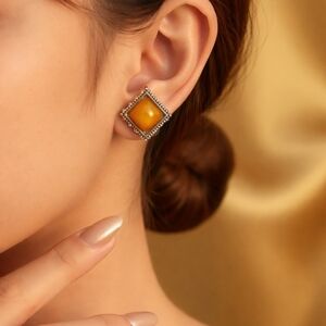 Chic Silver and Gold-Toned Square Earrings